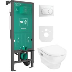 Készlet WC csésze lassú záródású ülőkével Hansgrohe GladeLake S 60309450, beépíthető keret Hansgrohe iFrame universal 01022180, 66002450