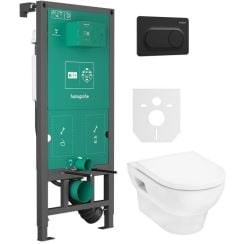 Készlet WC csésze lassú záródású ülőkével Hansgrohe GladeLake S 60309450, beépíthető keret Hansgrohe iFrame universal 01022180, 66002670