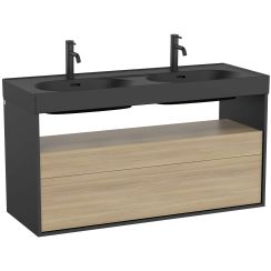 Roca Meridian szekrény 120x46x56.5 cm mosdókagyló alá akasztható fekete-tölgy A858109608
