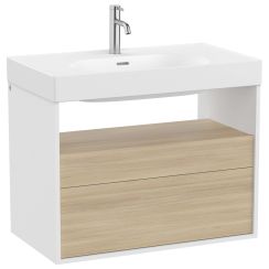 Roca Meridian szekrény 80x46x56.5 cm mosdókagyló alá akasztható fehér-tölgy A858107607