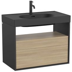 Roca Meridian szekrény 80x46x56.5 cm mosdókagyló alá akasztható fekete-tölgy A858107608