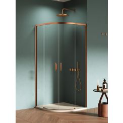 New Trendy Prime zuhanykabin 80x80 cm félkör alakú réz csiszolt/átlátszó üveg K-3590