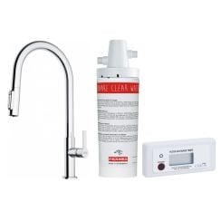 Készlet konyhai csaptelep Franke Maris Slim Clear Water J Pull-Out 120.0730.870, mosogató alatti szűrő Franke Clear Water 133.0284.025