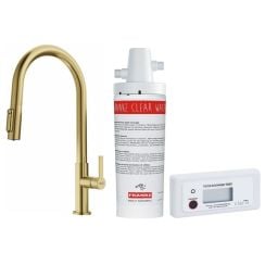 Készlet konyhai csaptelep Franke Maris Slim Clear Water J Pull-Out 120.0736.601, mosogató alatti szűrő Franke Clear Water 133.0284.025