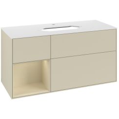 Villeroy & Boch Finion szekrény 120x50.1x60.3 cm mosdókagyló alá akasztható fehér-tölgy F291PCGF