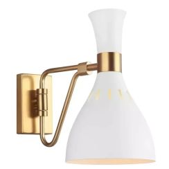 Elstead Lighting Joan oldalfali lámpa 1x60 W fehér-sárgaréz FE-JOAN1-MW