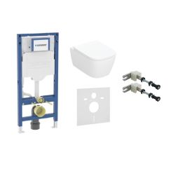 Készlet WC csésze lassú záródású ülőkével Geberit Smyle Square 503.171.00.1, beépíthető keret Geberit Duofix 111.320.00.6, 111.815.00.1, 156.050.00.1