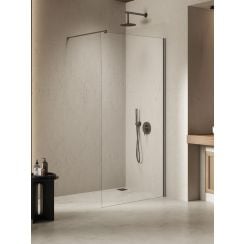 New Trendy Nesta Gunmetal Brushed zuhanykabin fal walk-in 110 cm fegyverszürke szín csiszolt/átlátszó üveg K-1758