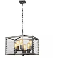 Elstead Lighting Louvre függőlámpa 6x60 W szürke/hamvas LOUVRE-6P