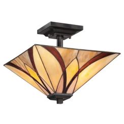 Elstead Lighting Asheville mennyezeti lámpa 2x60 W borostyán-piros-krém QZ-ASHEVILLE-SF