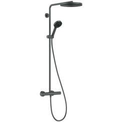 Hansgrohe Pulsify S zuhany készlet fal termosztáttal trópusi zuhany opcióval króm-fekete 24236340