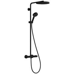 Hansgrohe Pulsify S zuhany készlet fal termosztáttal trópusi zuhany opcióval fekete 24236670
