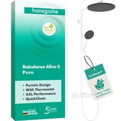 Hansgrohe Raindance Alive S zuhany készlet fal termosztáttal trópusi zuhany opcióval fehér 24594700