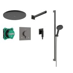 Hansgrohe Raindance Alive Select S zuhany készlet beépített termosztáttal trópusi zuhany opcióval fekete 24622340