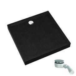 Schedpol Competia New Black Stone négyzet alakú zuhanytálca 90x90 cm fekete 3.4831/C/ST