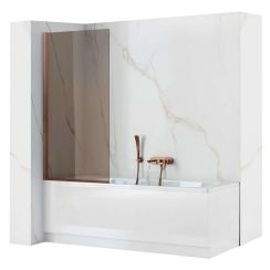 Rea Elegant zuhanyparaván 80 cm egyrészes réz csiszolt/barna üveg REA-W5695