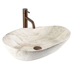 Rea Emilia mosdótál 56x38 cm ovális mosdótálak barna/bézs matt REA-U3510