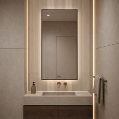 Baltica Design Aluma tükör 50x60 cm négyszögletes világítással fekete 5904107934112