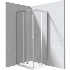 Deante Funkia Evo zuhanykabin zuhanytállal 90x80 cm négyszögletes króm fényes/átlátszó üveg KYCP0089P
