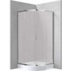 Deante Funkia zuhanykabin zuhanytállal 90x90 cm félkör alakú króm fényes/átlátszó üveg KYPZ651K