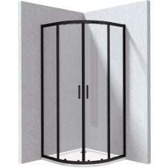 Deante Funkia Evo zuhanykabin zuhanytállal 80x80 cm félkör alakú fekete matt/átlátszó üveg KYPPN088P