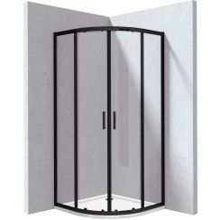 Deante Funkia Evo zuhanykabin zuhanytállal 90x90 cm félkör alakú fekete matt/átlátszó üveg KYPPN099P
