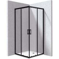Deante Funkia Evo zuhanykabin zuhanytállal 90x90 cm négyzet fekete matt/átlátszó üveg KYCPN099P