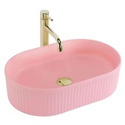 Rea Vanda mosdótál 49x31 cm ovális mosdótálak rózsaszín matt REA-U6376