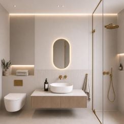 Baltica Design Aluma tükör 50x100 cm ovális világítással arany 5904107934457