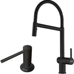 Készlet konyhai csaptelep Franke Active Semi Pro Spray 115.0653.409, folyadékadagoló Franke Comfort 112.0753.277