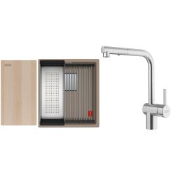 Készlet gránit mosogató Franke Kanon 125.0749.647, konyhai csaptelep Franke Atlas Neo 115.0741.710
