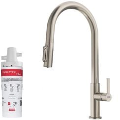 Készlet konyhai csaptelep Franke Maris Slim Clear Water J Pull-Out 120.0736.604, mosogató alatti szűrő Franke Pro M Connect 150.0752.886