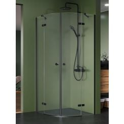 New Trendy Kalibra Black zuhanykabin 80x80 cm félkör alakú fekete matt/átlátszó üveg K-5129