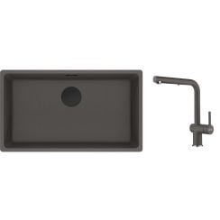 Készlet konyhai csaptelep Franke Active L Pull-Out Spray 115.0721.464, gránit mosogató Franke Maris 125.0737.991