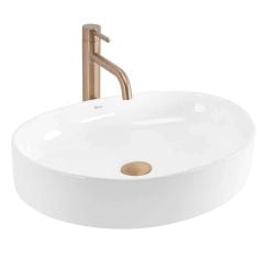 Rea Sabina mosdótál 50.5x38.5 cm ovális mosdótálak fehér fényes REA-U6364