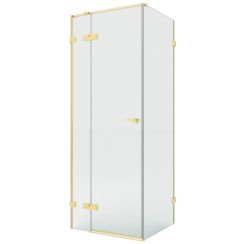 New Trendy Eventa Gold Brushed zuhanykabin 110x100 cm négyszögletes arany csiszolt/átlátszó üveg EXK-8257