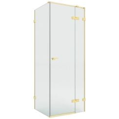 New Trendy Eventa Gold Brushed zuhanykabin 100x80 cm négyszögletes arany csiszolt/átlátszó üveg EXK-8284