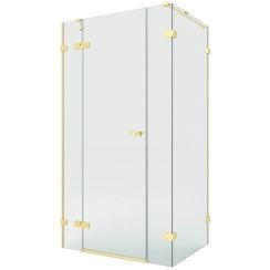 New Trendy Eventa Gold Brushed zuhanykabin 130x80 cm négyszögletes arany csiszolt/átlátszó üveg EXK-8328