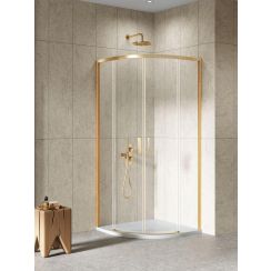New Trendy zuhanykabin 80x80 cm félkör alakú arany csiszolt/átlátszó üveg K-3588