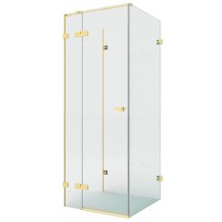 New Trendy Eventa Copper Brushed zuhanykabin 90x80 cm négyszögletes arany csiszolt/átlátszó üveg EXK-8374