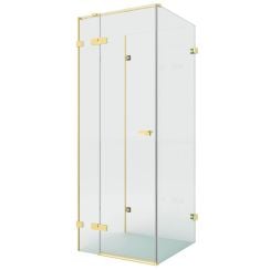 New Trendy Eventa Copper Brushed zuhanykabin 100x80 cm négyszögletes arany csiszolt/átlátszó üveg EXK-8380