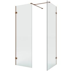 New Trendy Eventa Copper Brushed walk-in zuhanykabin 150x90 cm négyszögletes réz csiszolt/átlátszó üveg EXK-8204