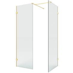 New Trendy Eventa Gold Brushed walk-in zuhanykabin 140x100 cm négyszögletes arany csiszolt/átlátszó üveg EXK-8441