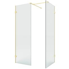 New Trendy Eventa Gold Brushed walk-in zuhanykabin 160x100 cm négyszögletes arany csiszolt/átlátszó üveg EXK-8443