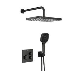 KFA Armatura Malaga Black zuhany készlet beépített termosztáttal trópusi zuhany opcióval fekete 5759-530-81